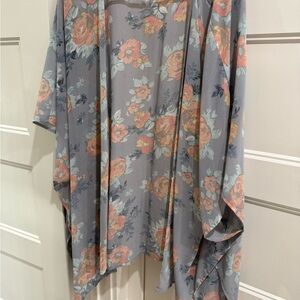 Floral Open-Front Kimono Cardigan